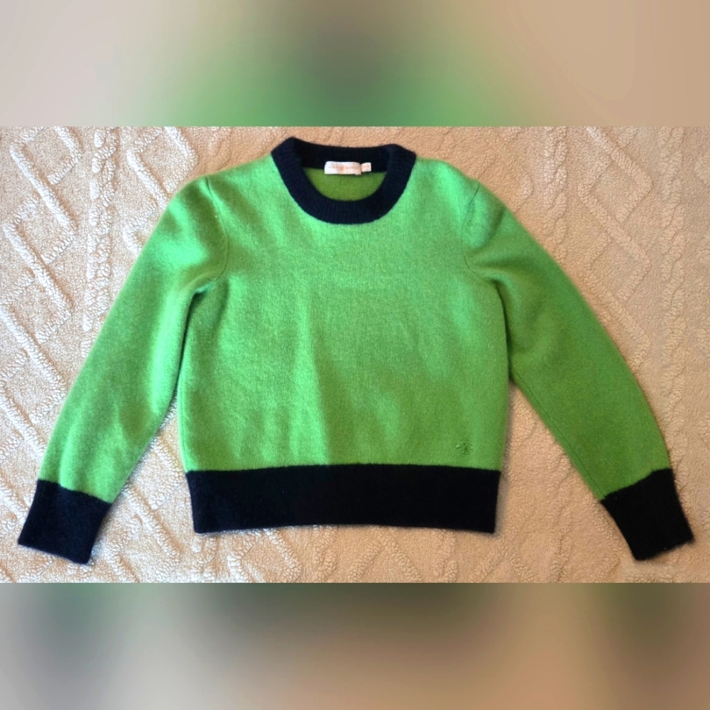 Tory Burch Green and Black Women's 100% Cashmere Sweater
